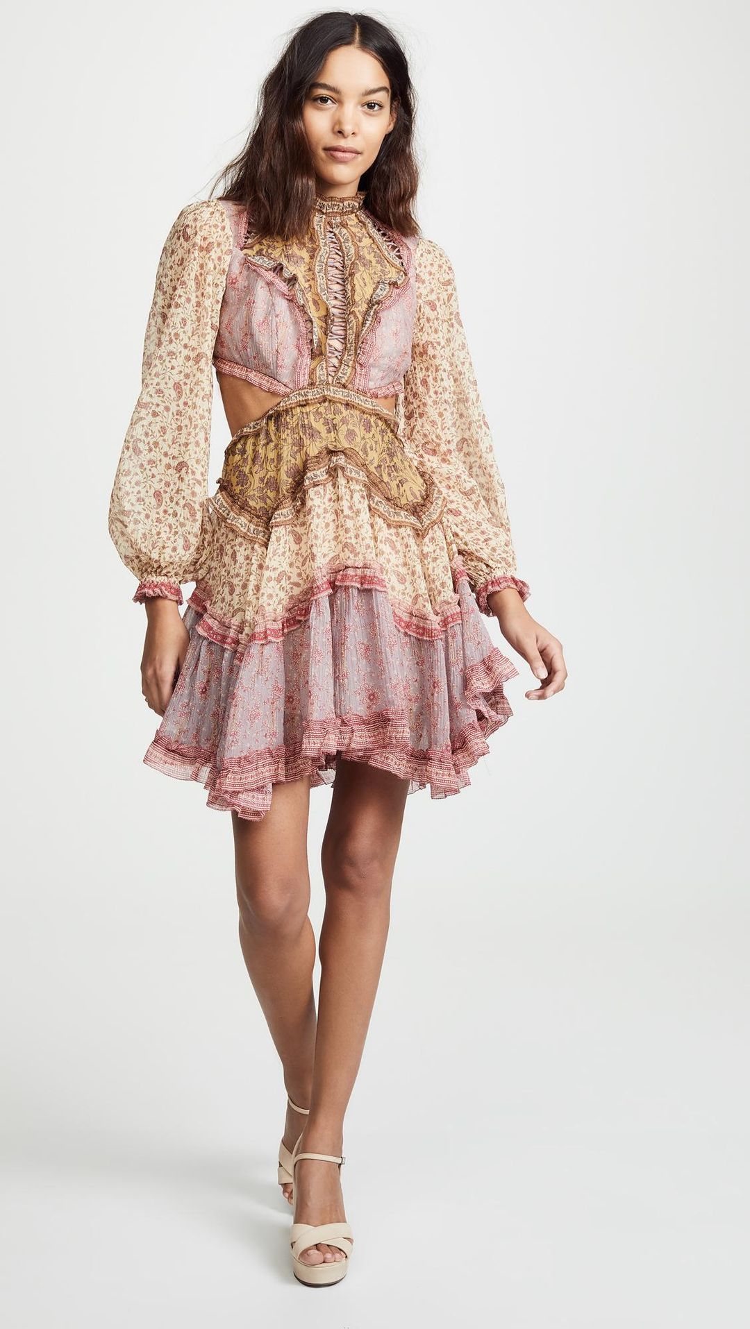 Zimmermann Juniper Cut Out Floating Dress Spliced Size 8 for rent on The Volte - main image