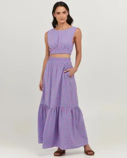 Charlie Holiday Elena Crop and Whitney Maxi Skirt Set Gingham Size 6 for rent on The Volte - image 1