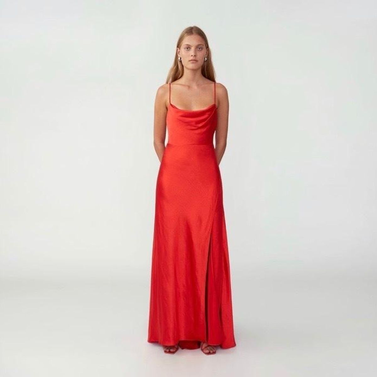 Fame & Partners Strappy Draped Gown Size 10 for rent on The Volte - main image