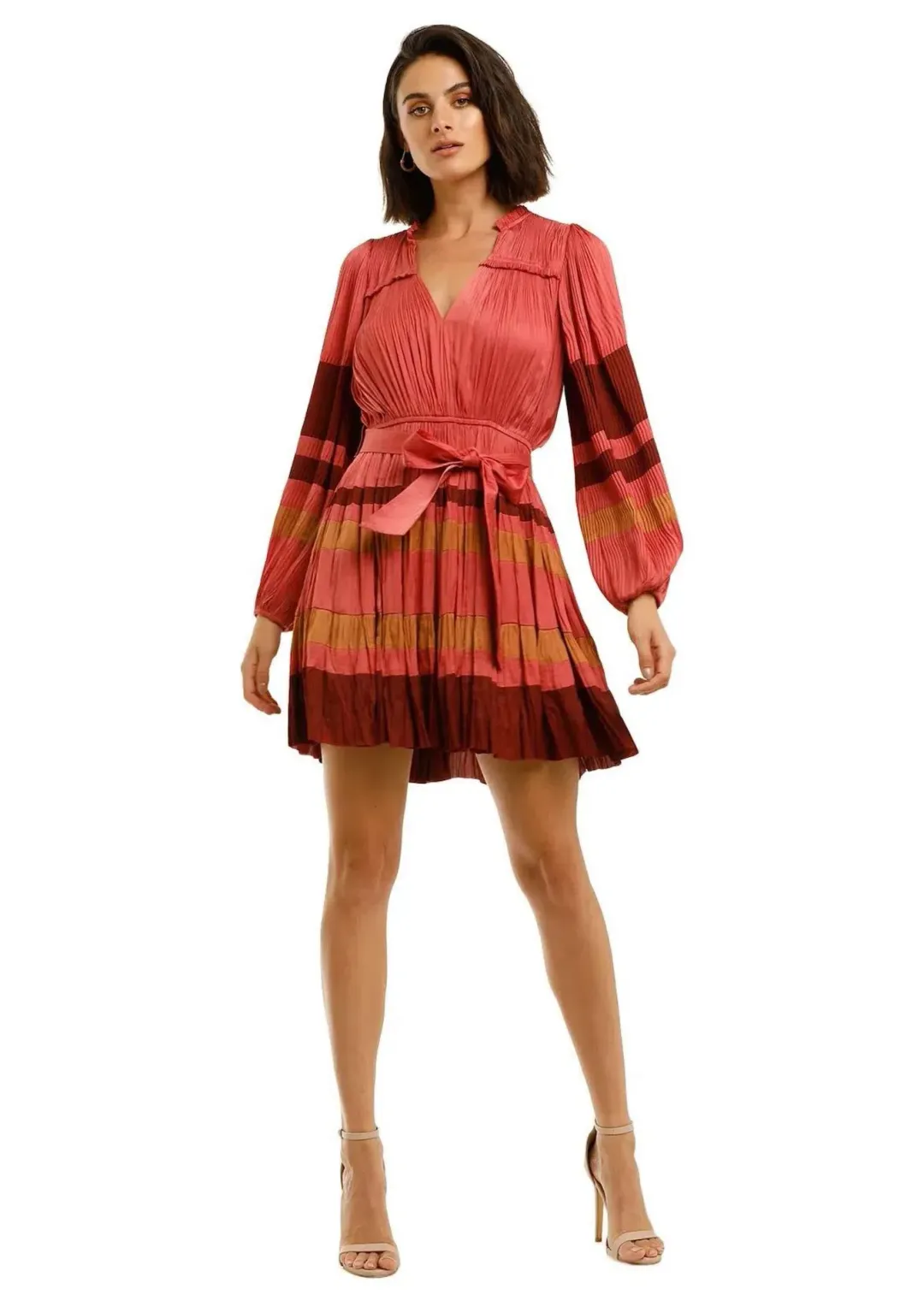Ulla Johnson Alia Long Sleeve Short Dress in Cerise Size 12 for rent on The Volte - main image