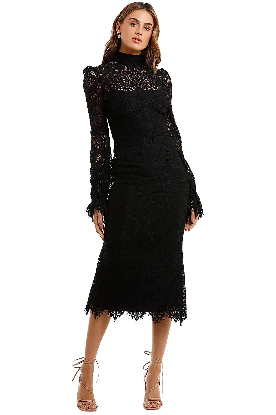 Wandering Lace Midi Dress Black Size 8 for rent on The Volte - main image