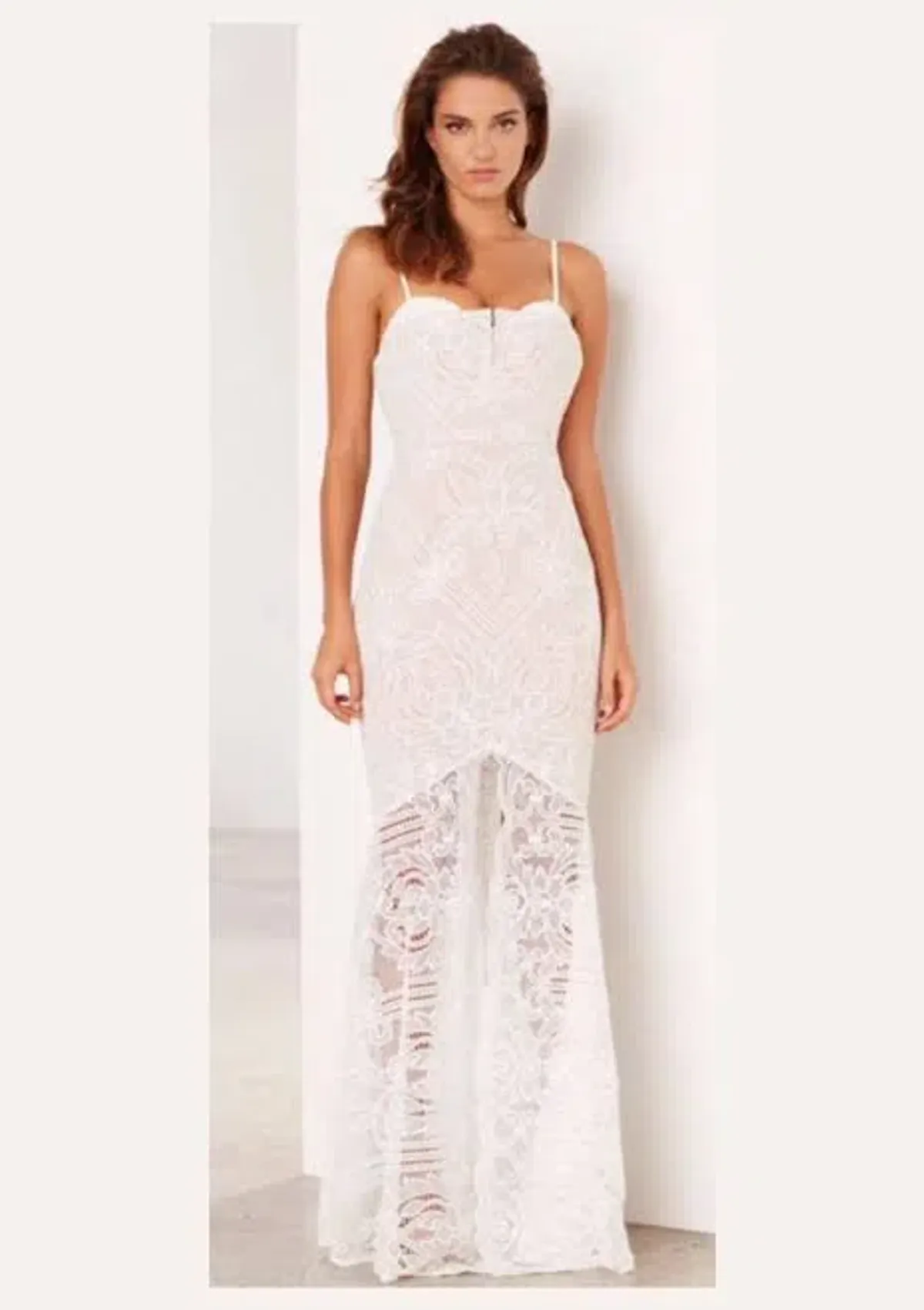 Sheike Lunar Lace Maxi Dress Ivory Size 14 for rent on The Volte - main image