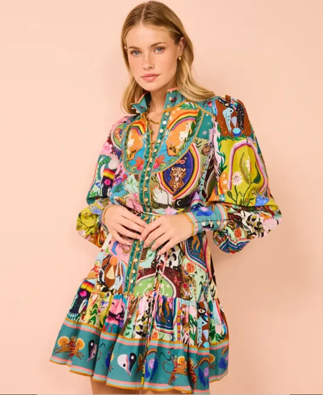 Alemais Evergreen Mini Dress in Multi Size AU 8  for rent on The Volte - main image