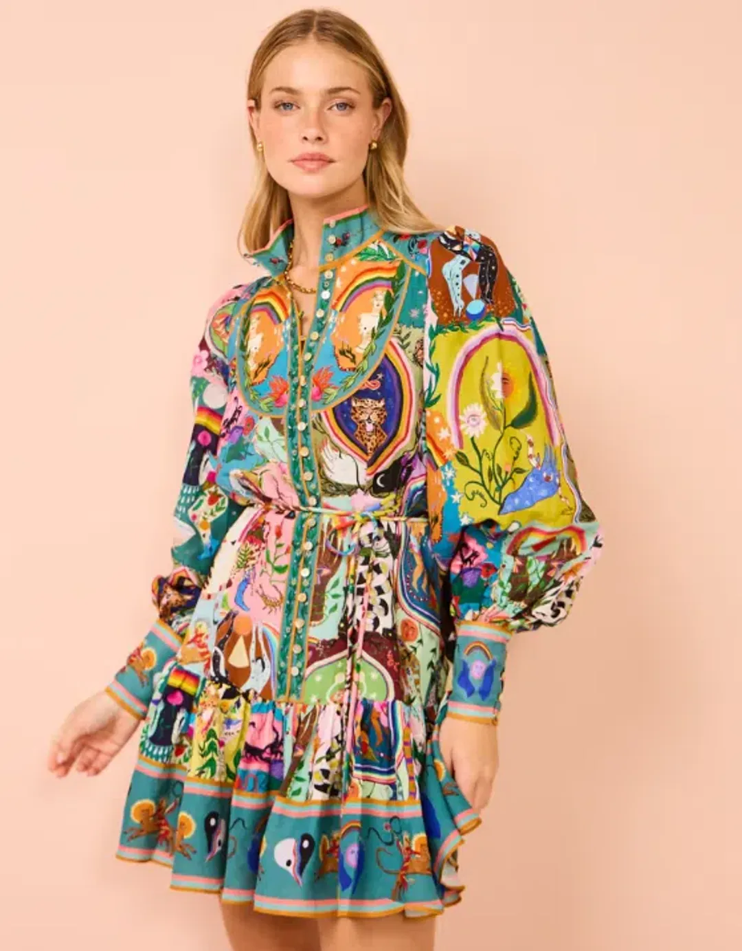 Alemais Evergreen Mini Dress in Multi Size AU 8  for rent on The Volte - main image