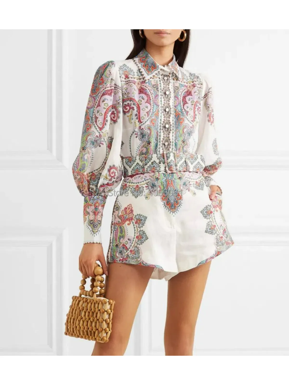Zimmermann Ninety Six Filigree Shirt in Lennon Paisley Size AU 14  for rent on The Volte - main image