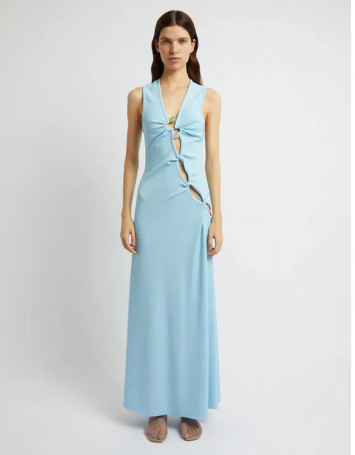 Christopher Esber Chasm Cay Buckle Dress in Blue Calcite Size AU 12 for rent on The Volte - main image