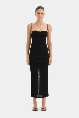 Sir the Label Jacques Gathered Midi Dress Black  Size 1/Au 8 for rent on The Volte - image 1