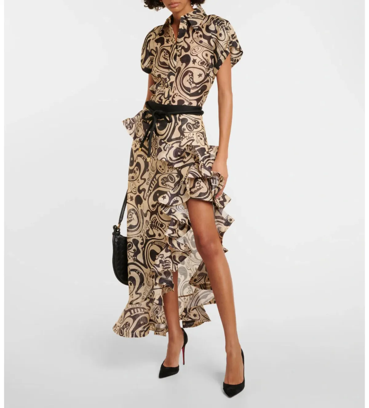Zimmermann The Matchmaker Waterfall Skirt in Black/Tea Abstract Musical Size 0/Au  for rent on The Volte - main image
