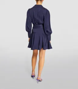Zimmermann Silk Wrap Mini Dress Navy  Size 1/Au 10  for rent on The Volte - image 2
