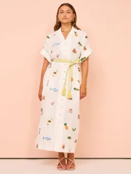 Alemais Blue Marlin Embroidered Dress In Cream Size 12 for rent on The Volte - image 2