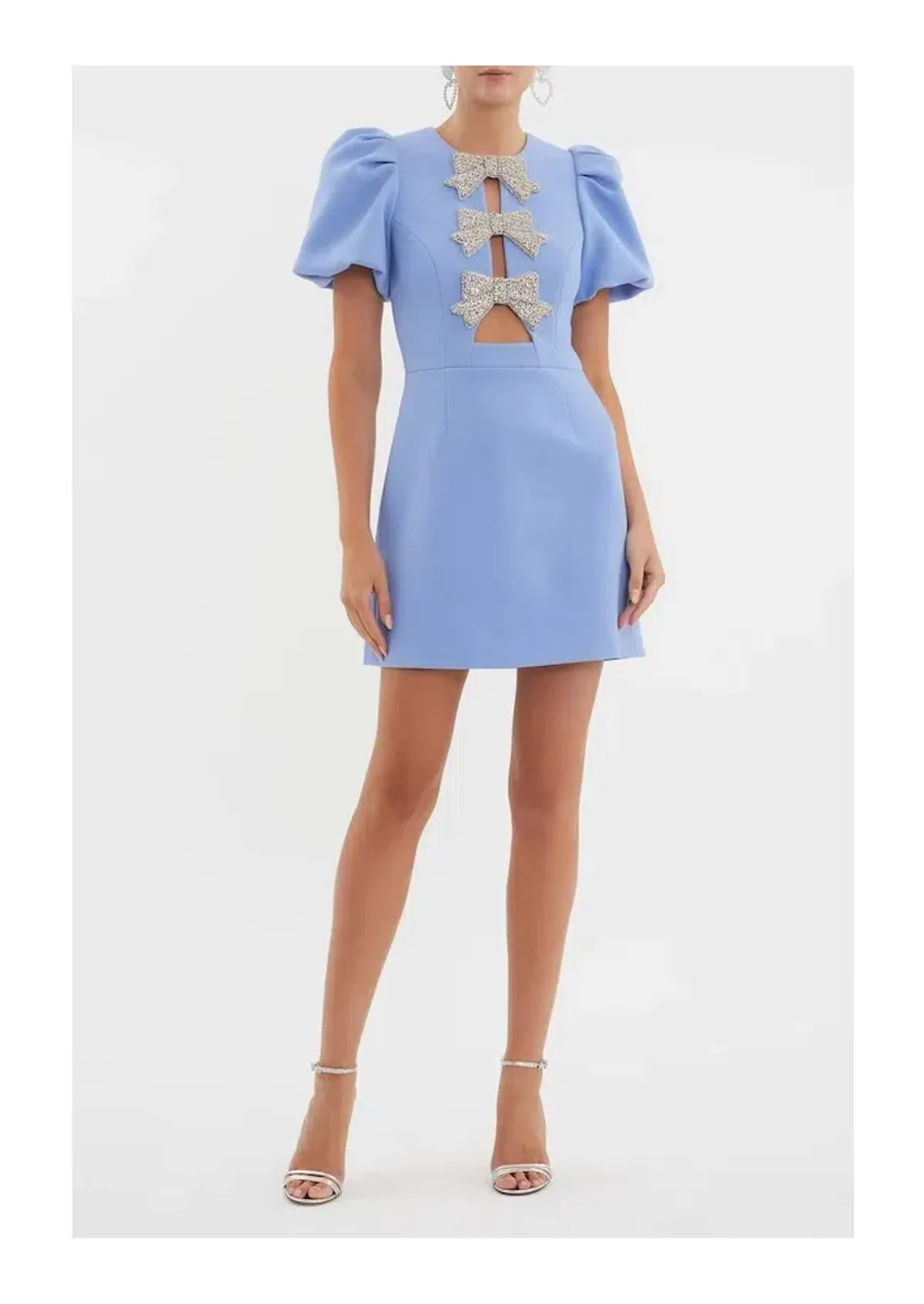 Rebecca Vallance Juliana Puff Sleeve Mini Dress Blue Size 12 for rent on The Volte - main image