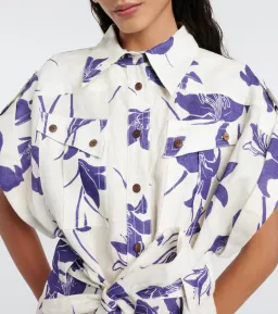 Zimmermann Acadian Cuffed Playsuit Ivory/Blue Floral Size 0 / AU 8 for rent on The Volte - image 2