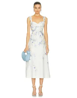 Zimmermann Natura Midi Dress in Blue Birds Size 0P / AU 6 for rent on The Volte - image 1