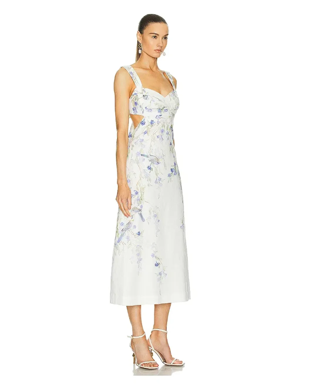 Zimmermann Natura Midi Dress in Blue Birds Size 0P / AU 6 for rent on The Volte - main image