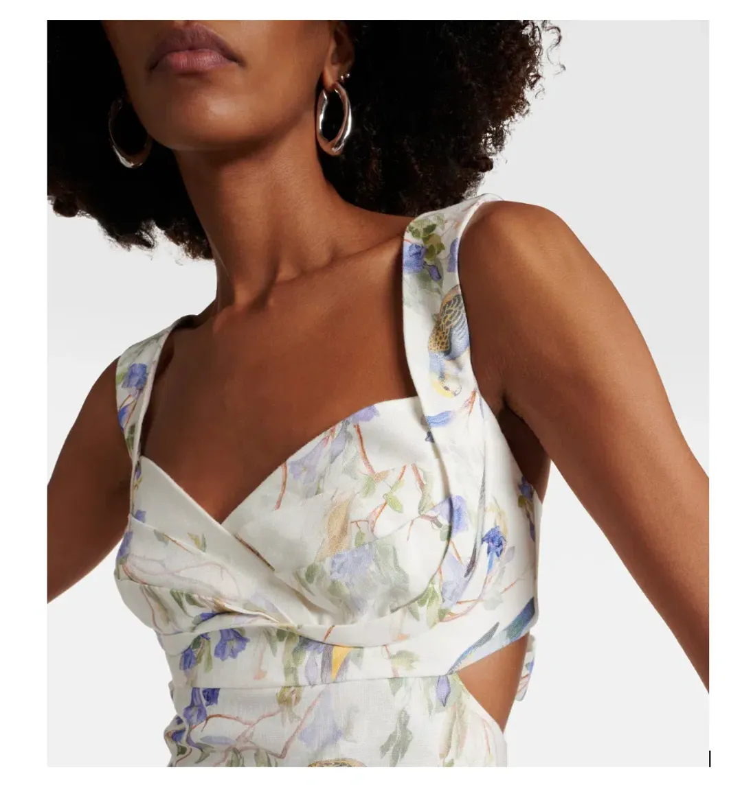 Zimmermann Natura Midi Dress in Blue Birds Size 0P / AU 6 for rent on The Volte - main image