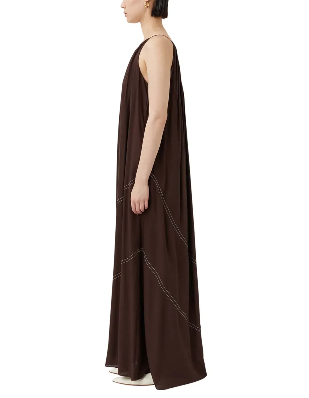 Camilla and Marc Castille One Shoulder Maxi Dress in Chocolate Brown Size 8 for rent on The Volte - main image