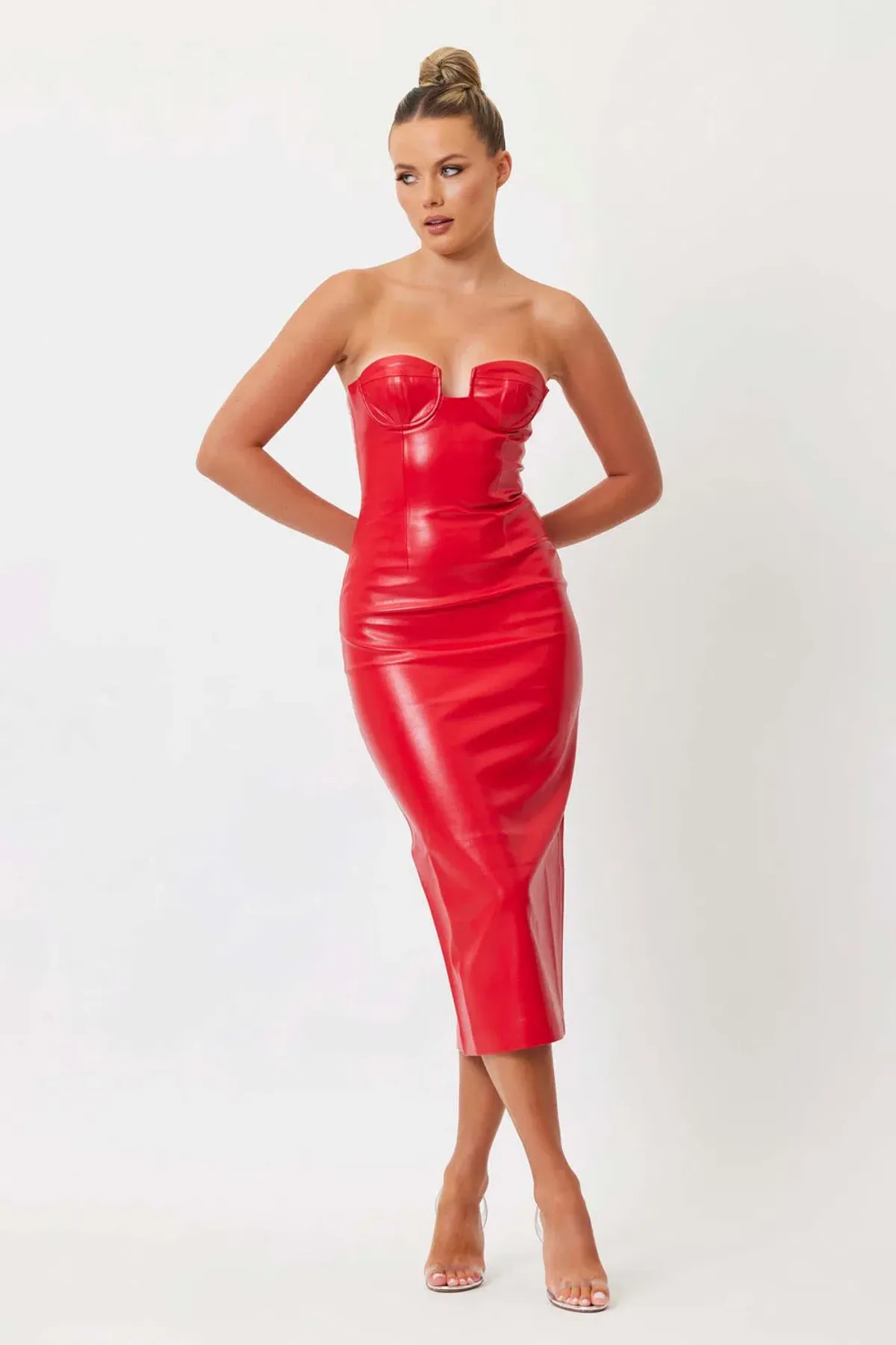 Bianca and Bridgett Kylie Midi Dress Red Size 6 for rent on The Volte - main image