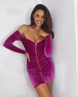 Nookie Vixen Long Sleeve Velvet Mini Dress Pink Size 8 for rent on The Volte - image 1