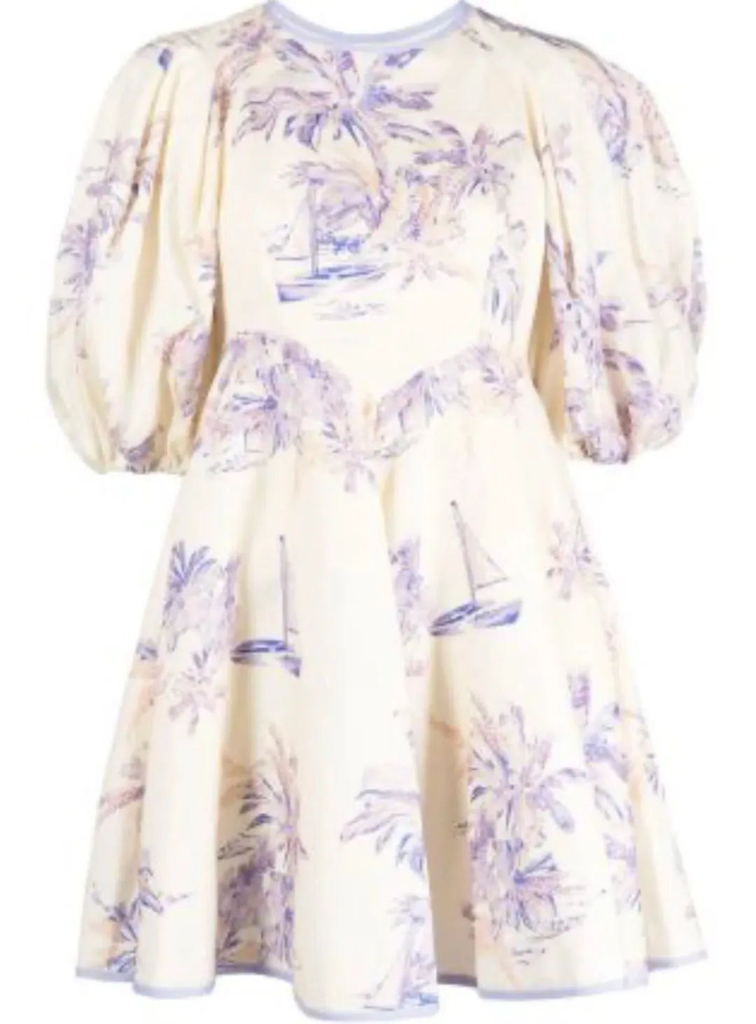 Zimmermann Linen Day Mini in Olive Toile Print Dress Size 2/Au 12 for rent on The Volte - main image