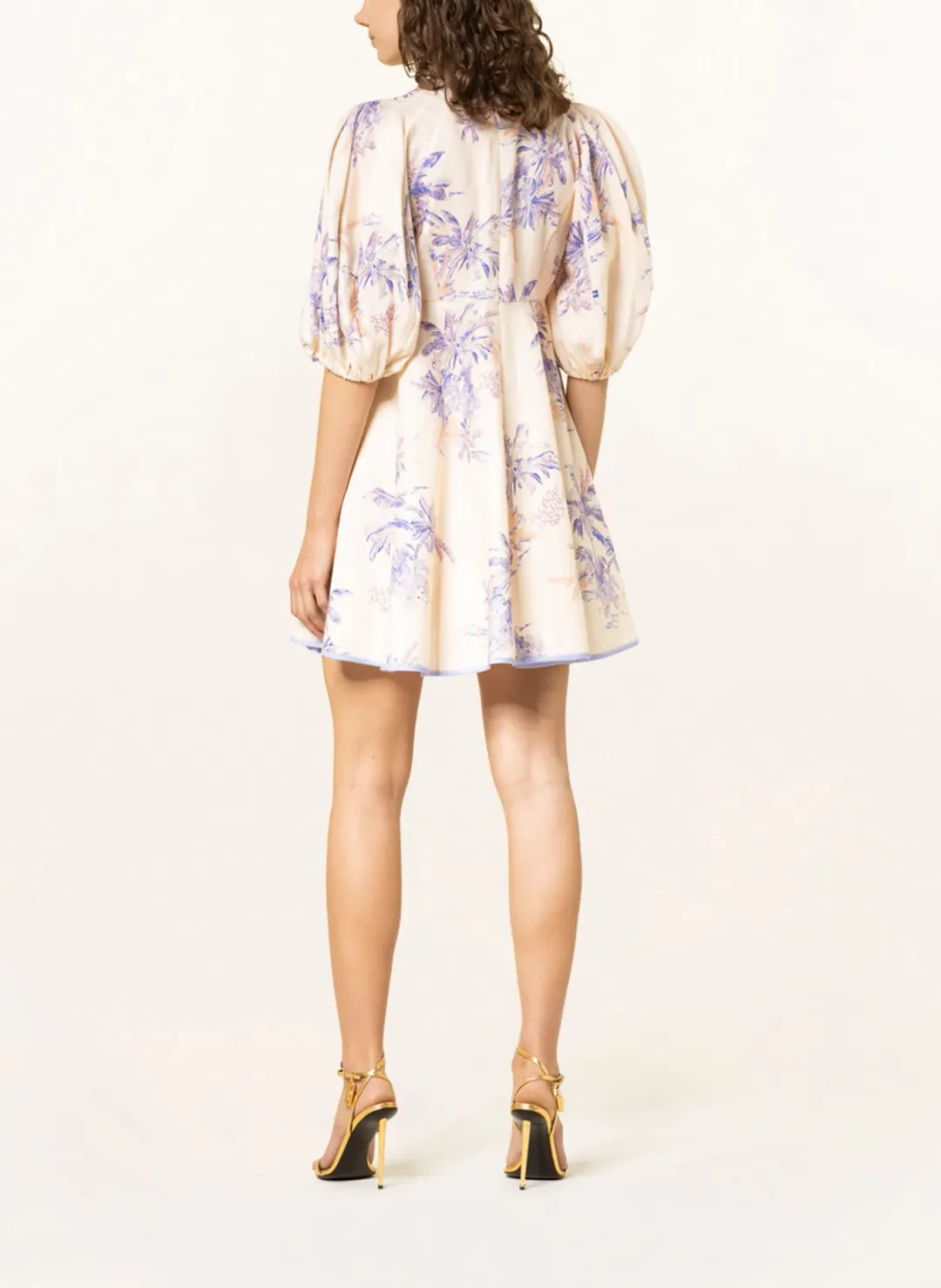 Zimmermann Linen Day Mini in Olive Toile Print Dress Size 2/Au 12 for rent on The Volte - main image