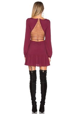 For Love & Lemons X REVOLVE Lace Up Dress in Wine size XS for rent on The Volte - image 2