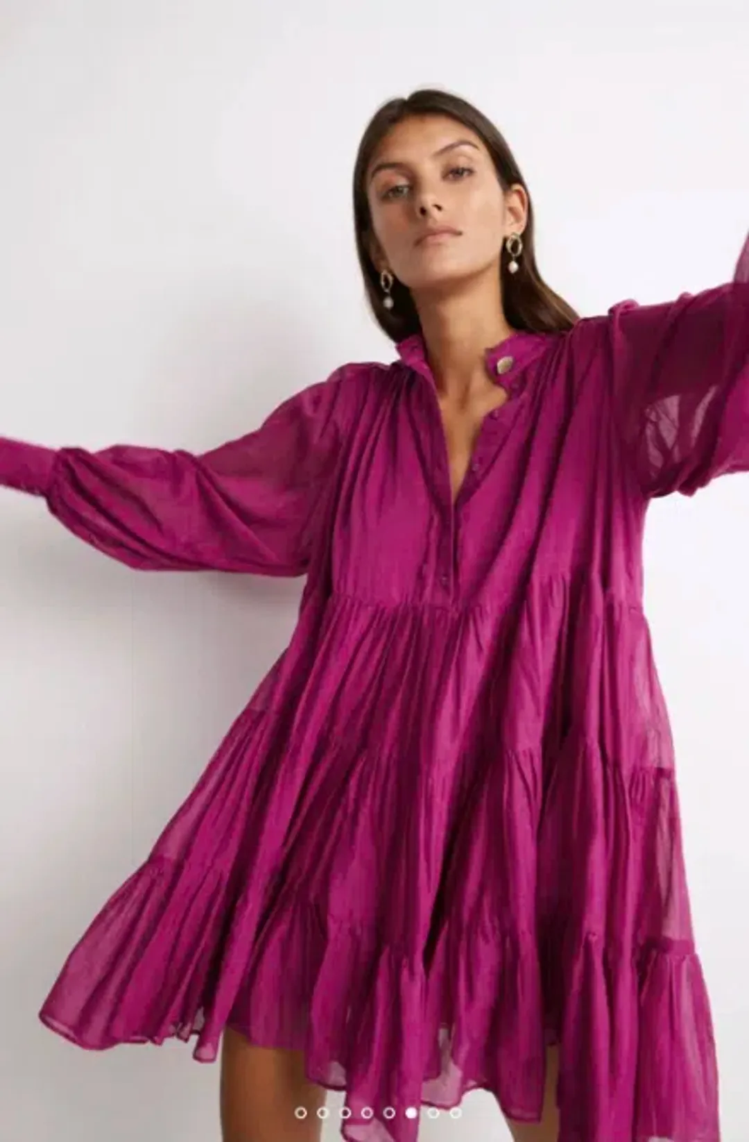 Aje Romance Smock Mini Dress Fuschia Size AU 8 for rent on The Volte - main image