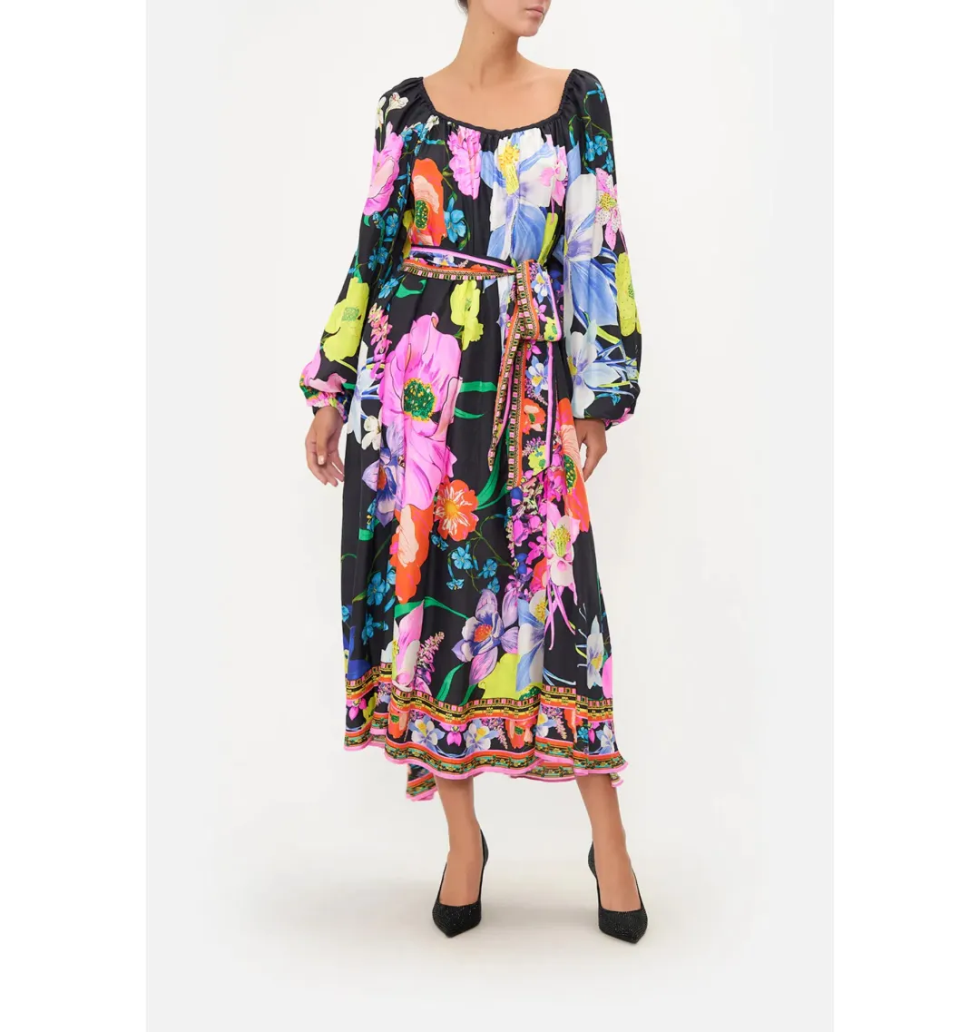 Camilla Gathered Flared Dress Away with the Fairies Print Size Medium / AU 12 for rent on The Volte - main image