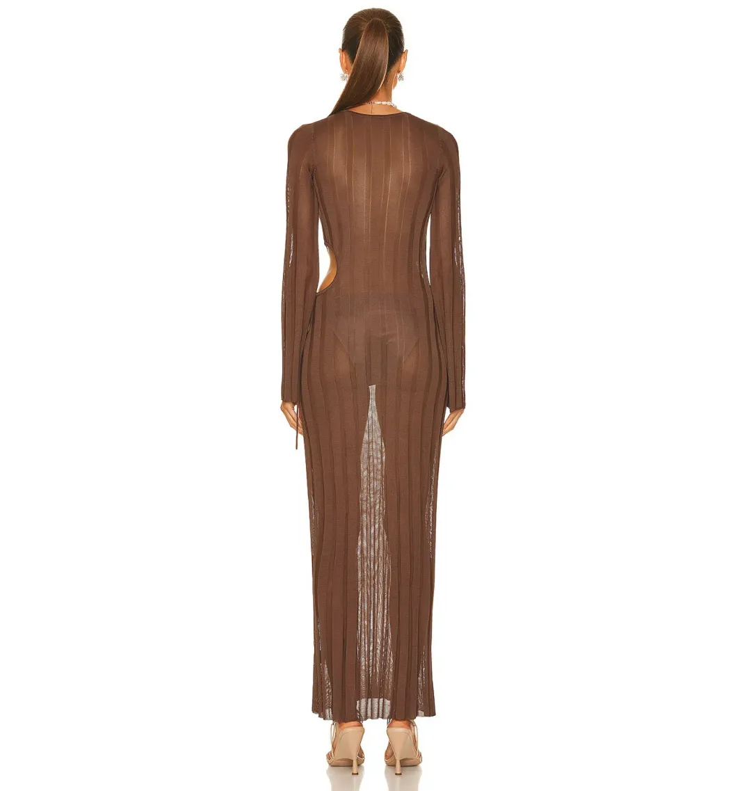 Sir The Label Aya Cut Out Dress in Chocolate Size 0 / AU 6 for rent on The Volte - main image