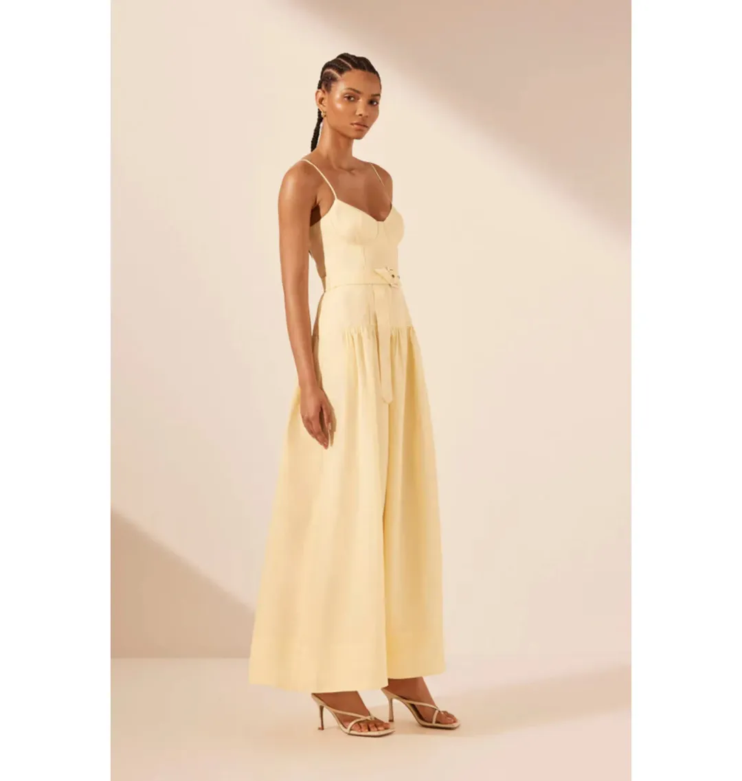 Shona Joy Limon Panelled Bustier Maxi Dress in Lemonade Size AU 12 for rent on The Volte - main image