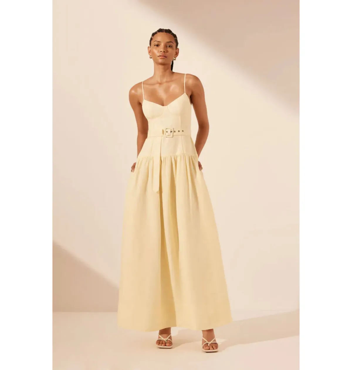 Shona Joy Limon Panelled Bustier Maxi Dress in Lemonade Size AU 12 for rent on The Volte - main image