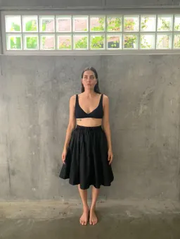 Prada Cocktail Evening Midi Skirt Black Size 10 for rent on The Volte - image 1