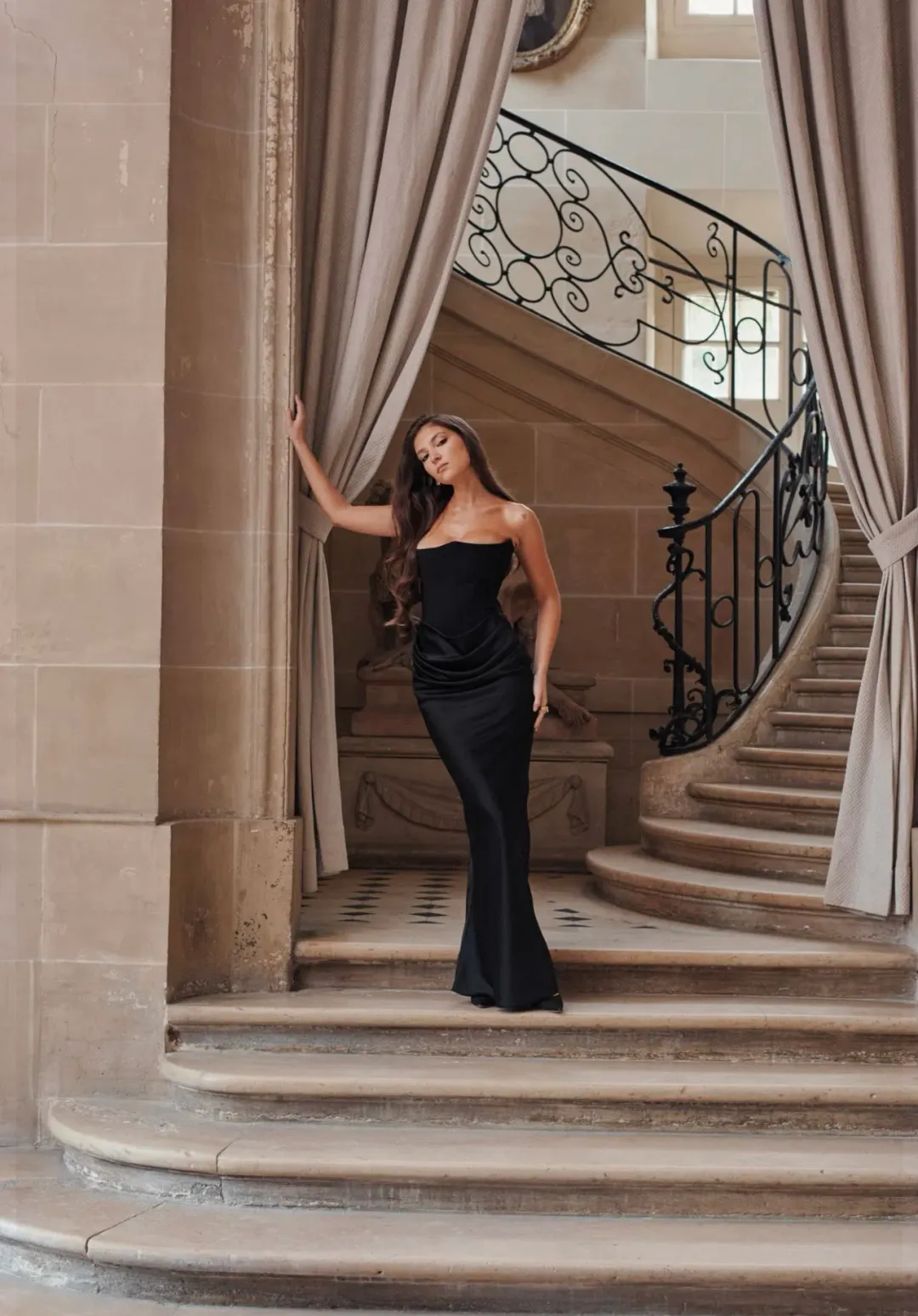 House of CB Persephone Strapless Corset Dress Black Size 8 for rent on The Volte - main image