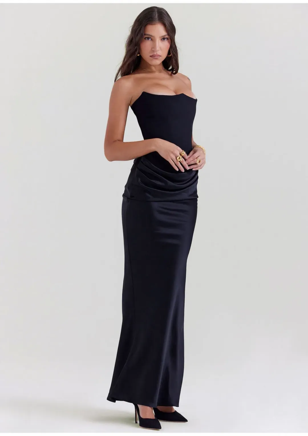 House of CB Persephone Strapless Corset Dress Black Size 12 for rent on The Volte - main image