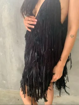 Camilla Black Mini Evening Dress with Feathers One Size for rent on The Volte - image 3
