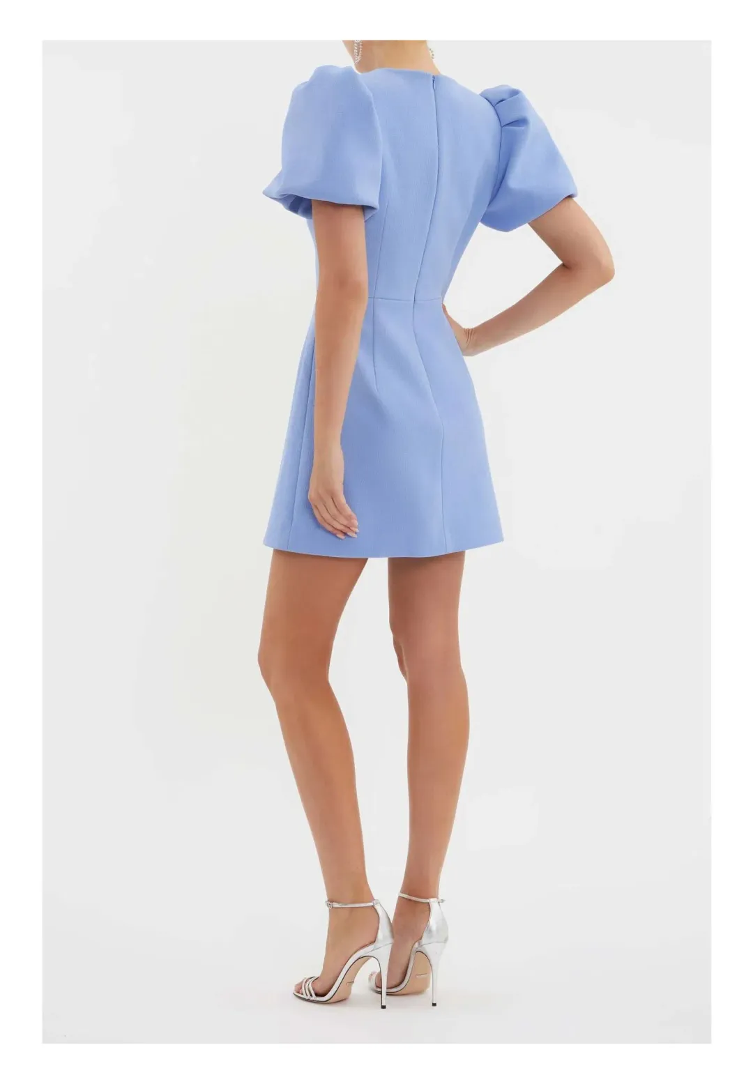 Rebecca Vallance Juliana Puff Sleeve Mini Dress Blue Size 12 for rent on The Volte - main image
