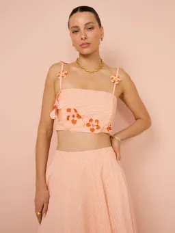 Aston Studio Mimi Bralette and Skirt Set in Nectar Fine Stripe Size 8 for rent on The Volte - image 4