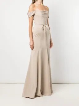 Marchesa Notte Rimini Off Shoulder Dress in Champagne Colour Size US 10 / AU 14 for rent on The Volte - image 2