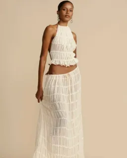 Arcina Ori Juliette Halter Top & Maxi Skirt Set Warm Cream Size S / AU 8 for rent on The Volte - image 5