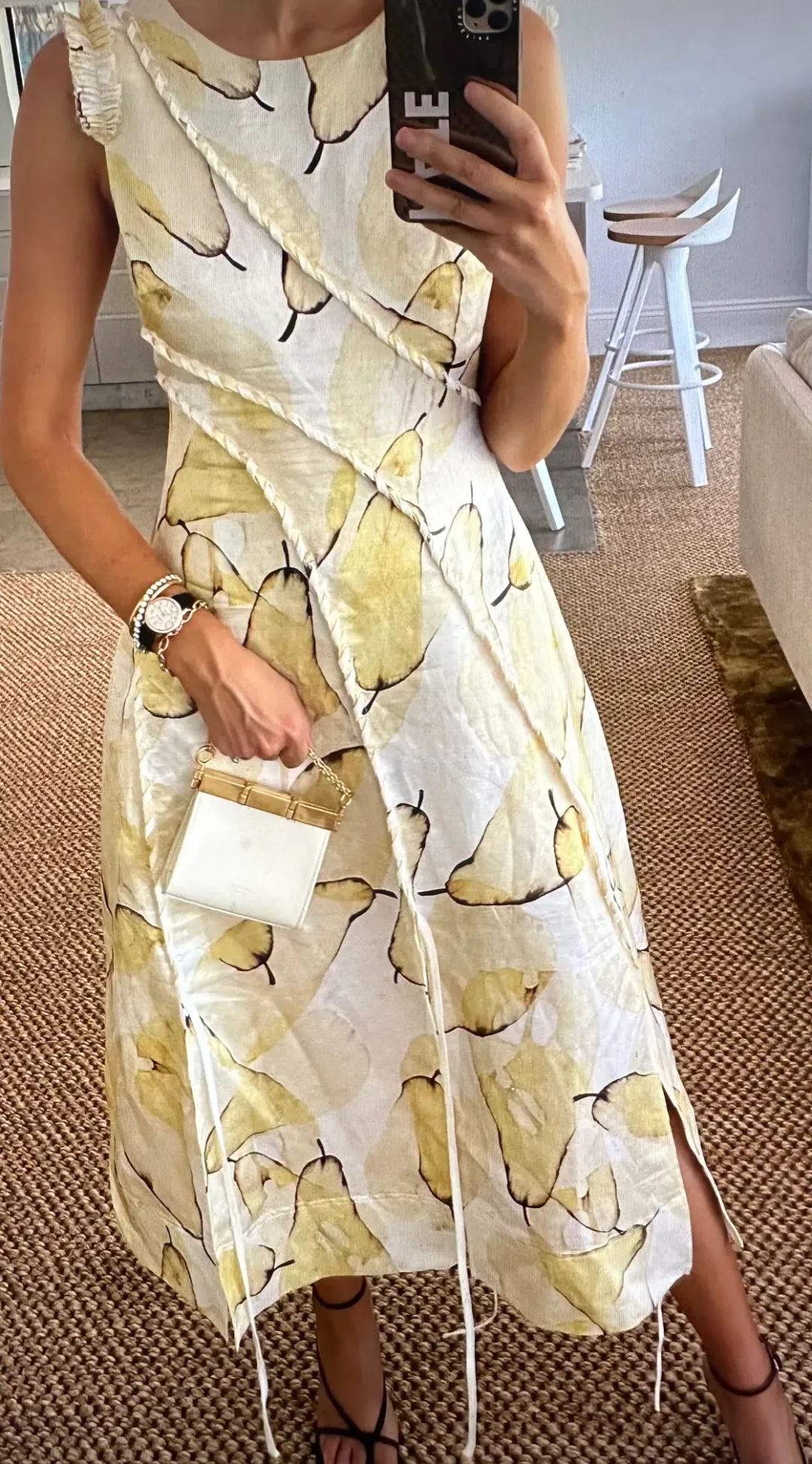 Aje Unlace Sleeveless Midi Dress Yellow Size 12 for rent on The Volte - main image
