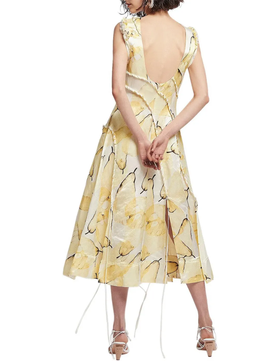 Aje Unlace Sleeveless Midi Dress Yellow Size 12 for rent on The Volte - main image