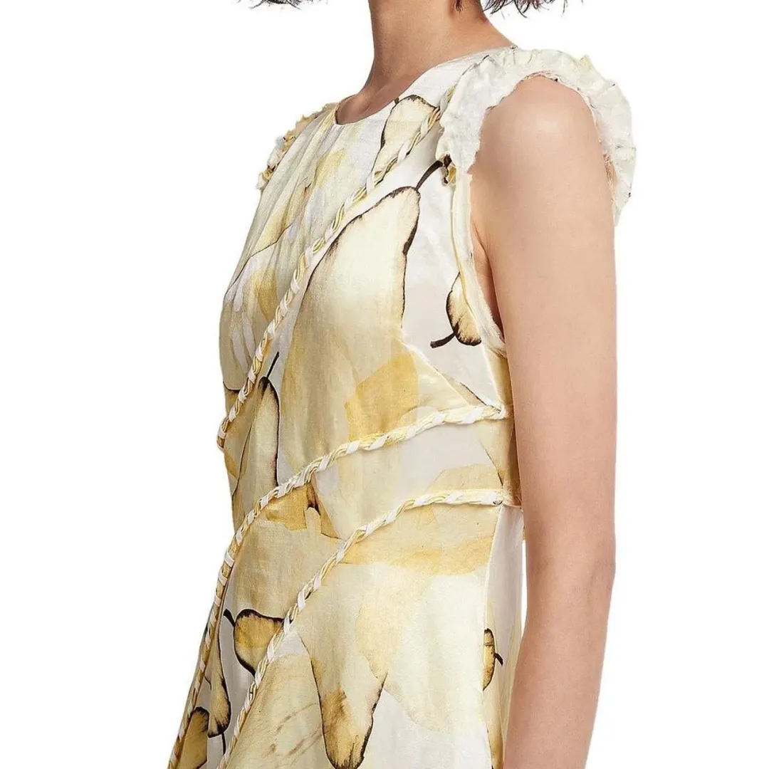 Aje Unlace Sleeveless Midi Dress Yellow Size 12 for rent on The Volte - main image