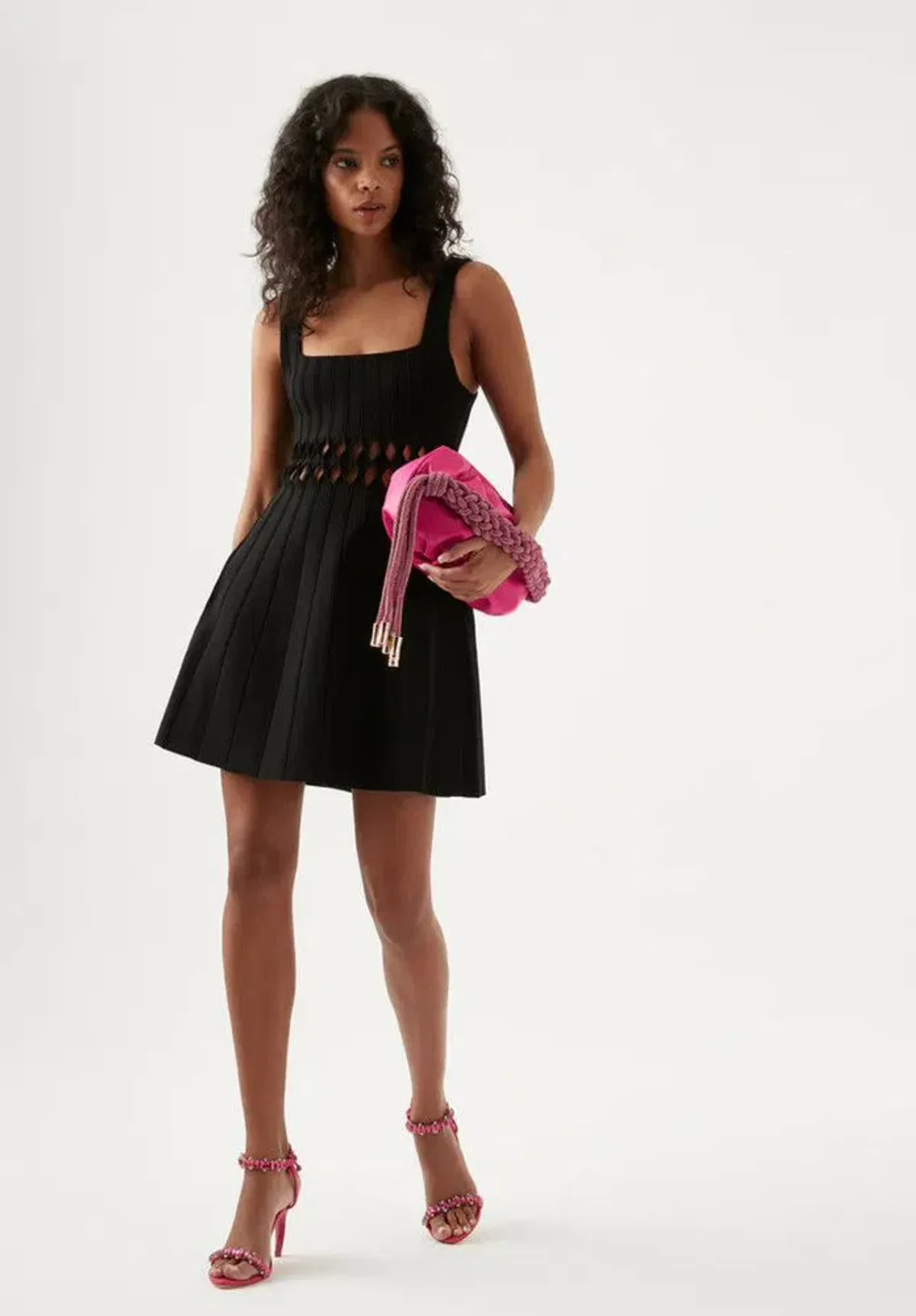 AJE Diamond Cut Out Mini Dress Black Size 8  for rent on The Volte - main image