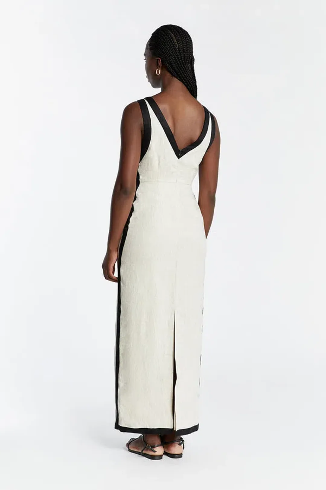 DISSH Zuri Natural Linen Maxi Dress beige/black size 6 for rent on The Volte - main image