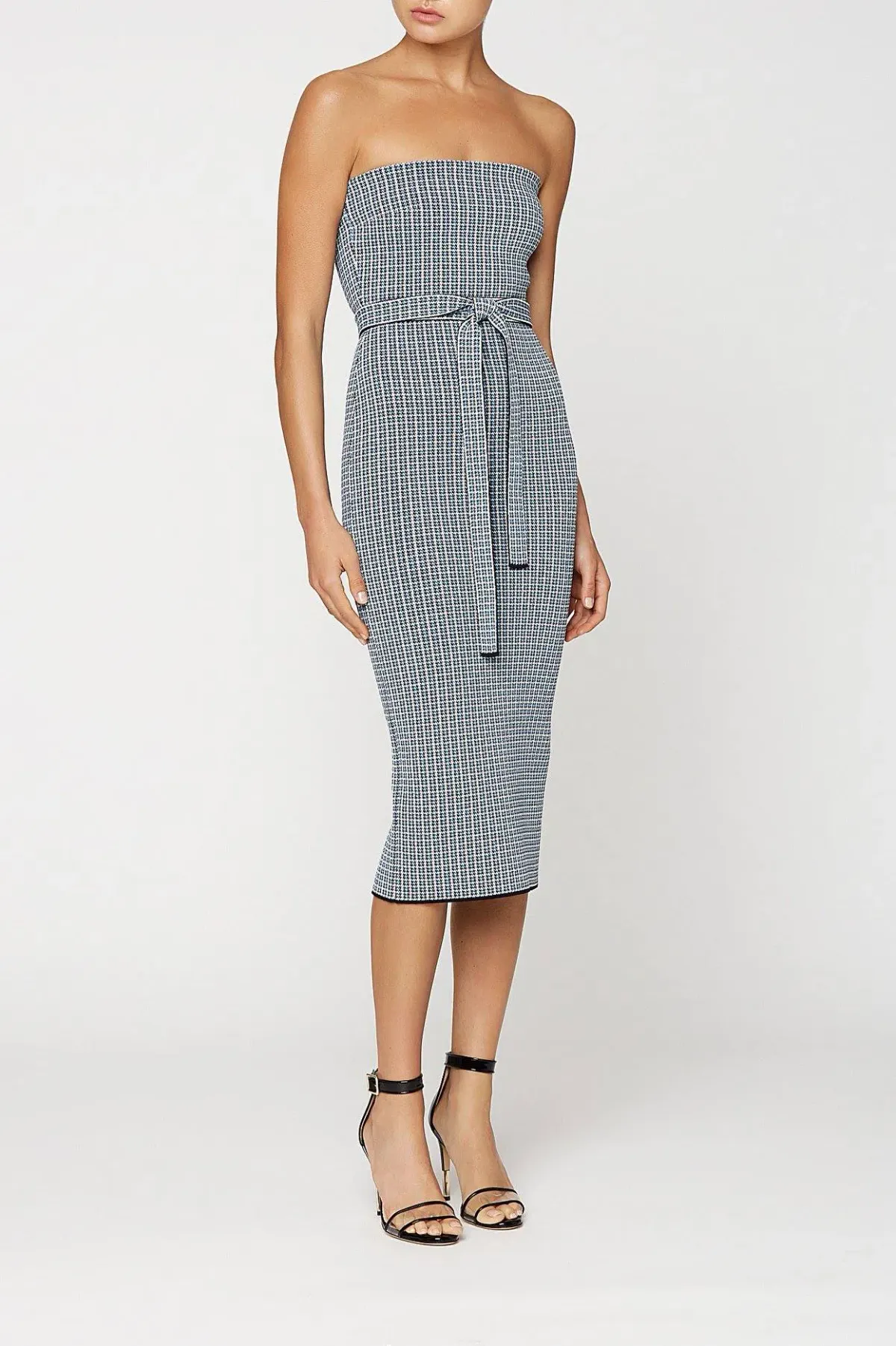 Scanlan Theodore The Crepe Knit Resin Strapless Dres Blue Size S/Au 6 for rent on The Volte - main image