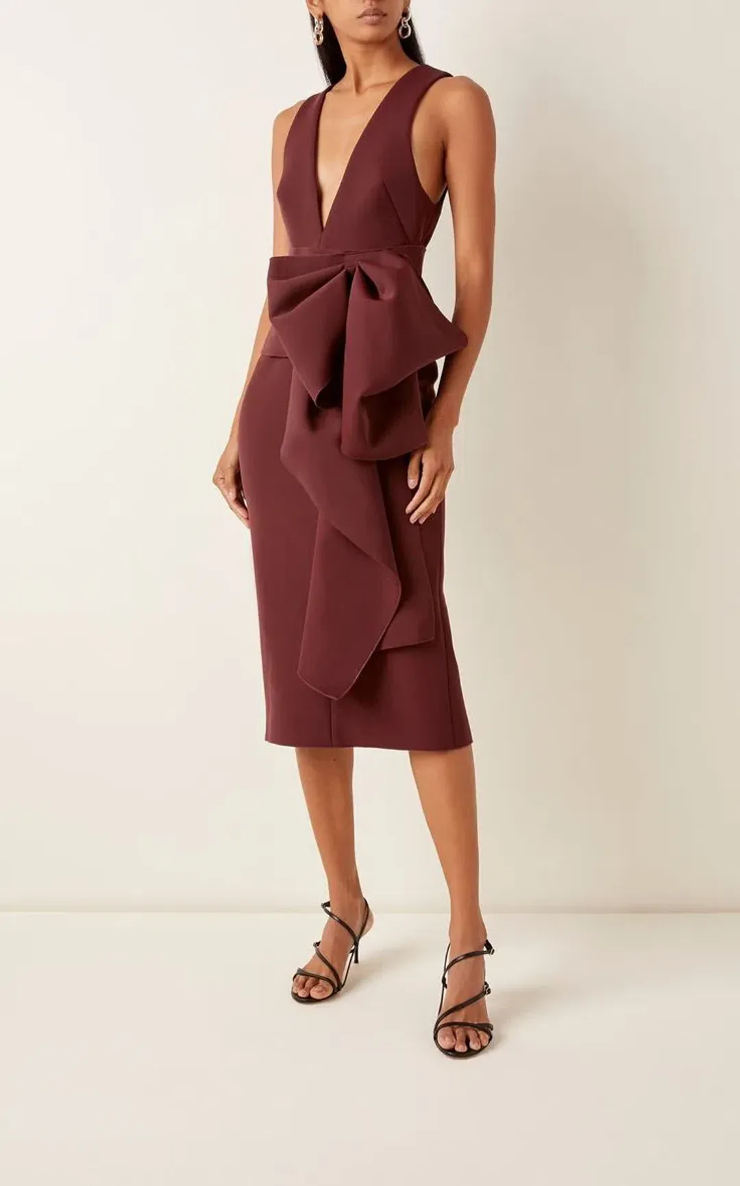 Acler Mancroft V-Neck Folded Stretch-Crepe in Burgundy Size 8 for rent on The Volte - main image