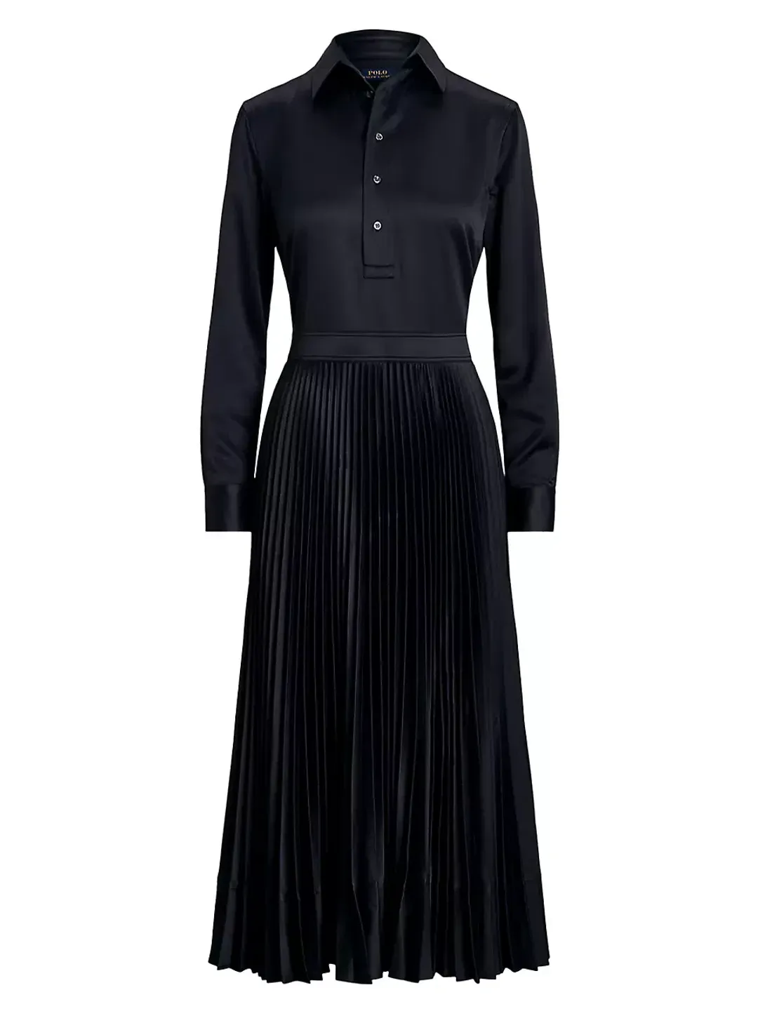 Polo Ralph Lauren Koa Charmeuse Pleated Shirtdress Navy Size S/Au 6  for rent on The Volte - main image