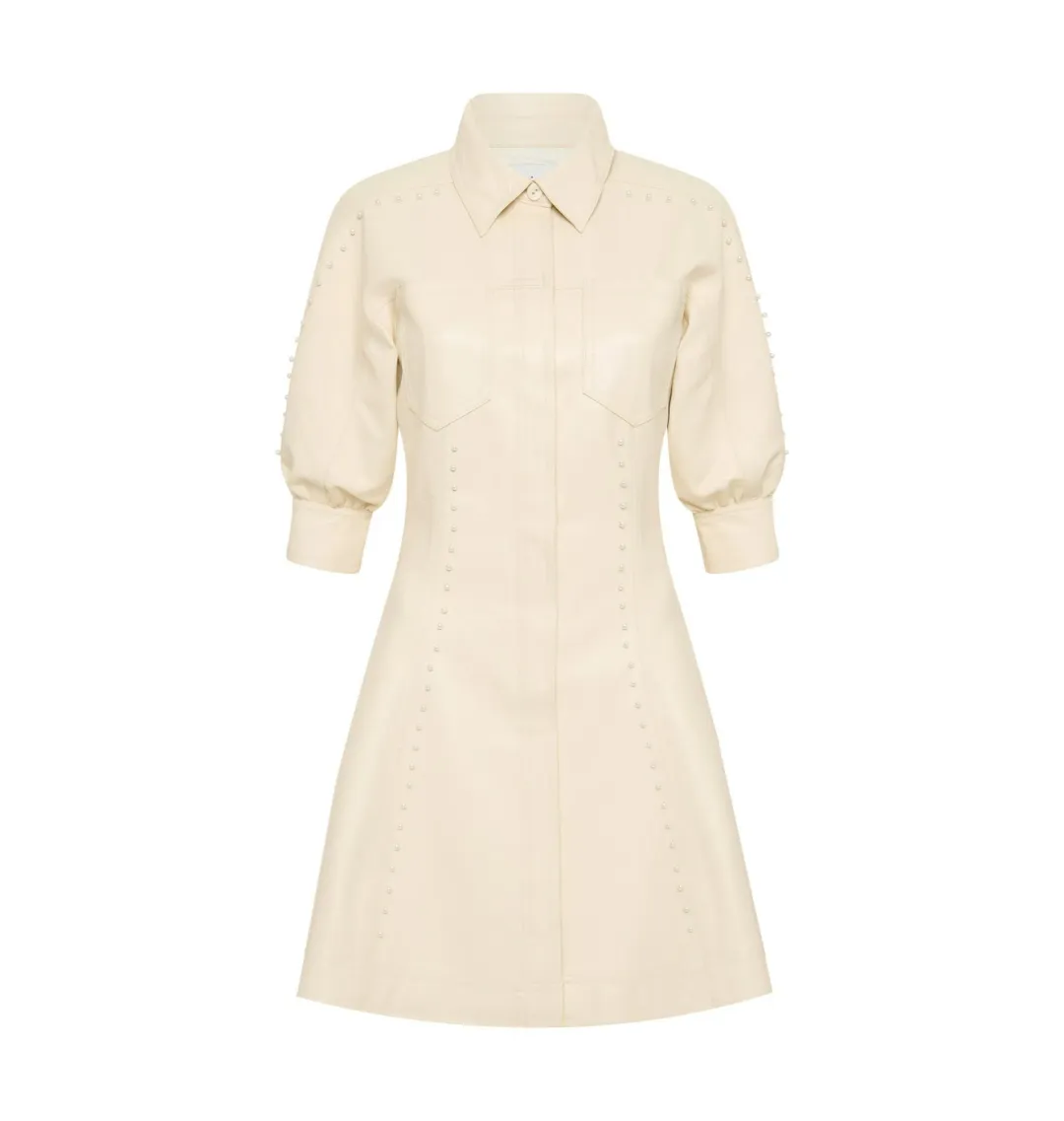 Aje Claire Pearl Mini Dress Sandstone Beige Size AU 4 for rent on The Volte - main image