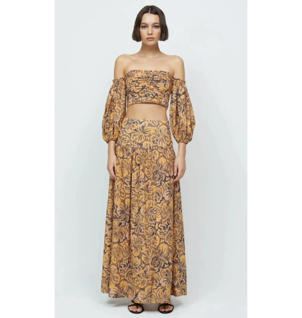 Bec & Bridge Samara Long Sleeve Crop Top Floral Print Size 8/S for rent on The Volte - main image