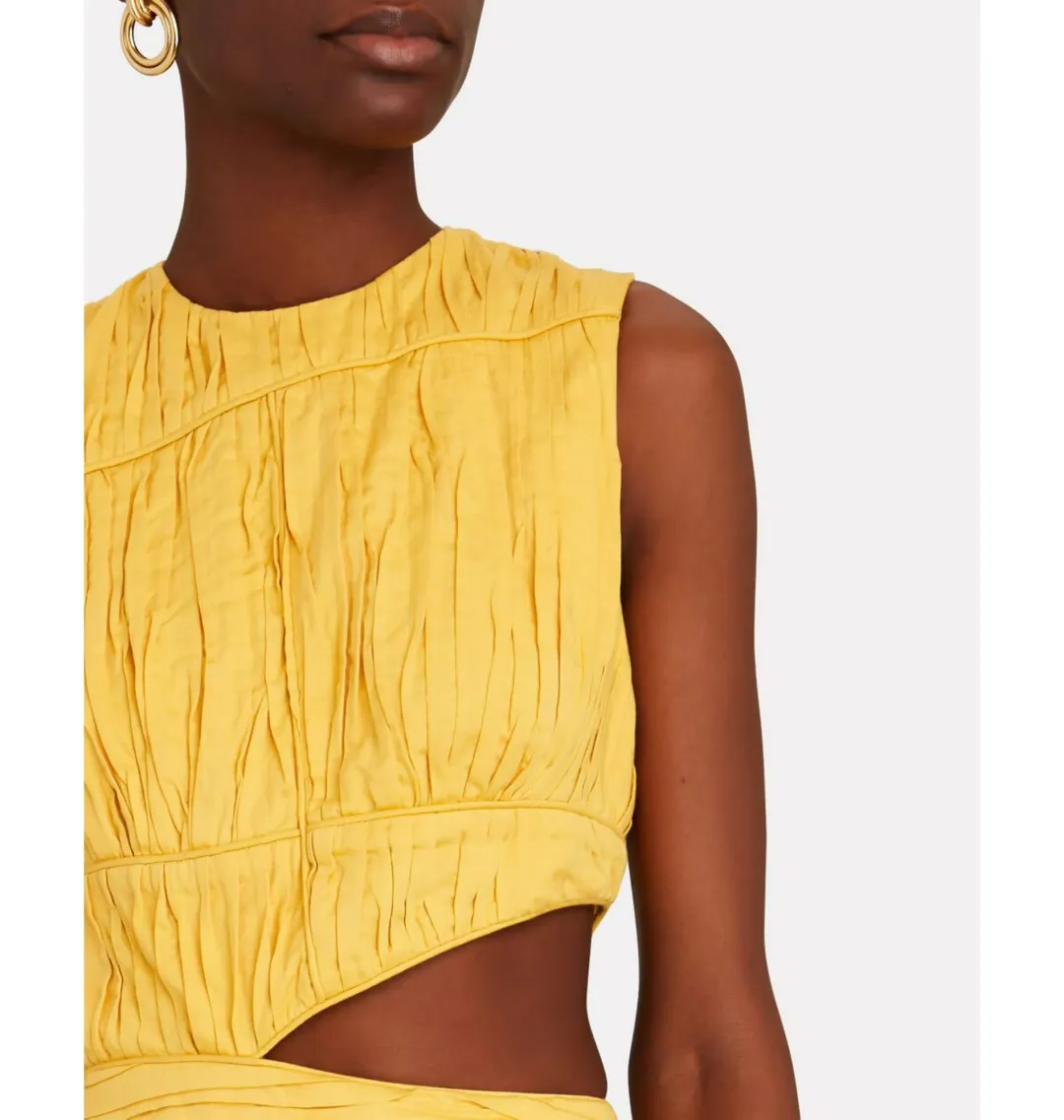 Aje Cascade Midi Dress Yellow Size AU 10 for rent on The Volte - main image
