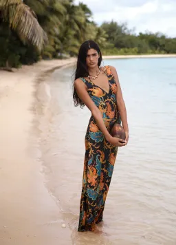 Sir the Label Artiste V Neck Slip Dress Deschamps Print Size 8 for rent on The Volte - image 4